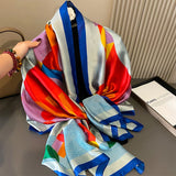 Bufanda tipo hijab de seda satinada con diseño para mujer, bufanda de verano a la moda con protección solar para la playa, pañuelo para la cabeza para mujer, nuevo
