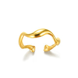 Minimalist Geometric Stainless Steel Ring – Elegant Gold-Tone Adjustable Band