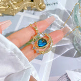 Romantic Blue Planet Pendant Necklace for Women