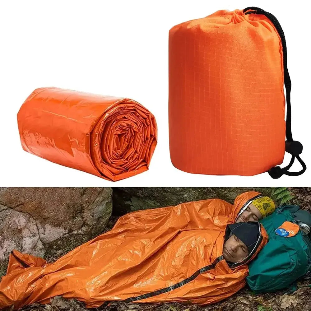Saco de dormir de emergencia ultraligero e impermeable | Manta térmica de supervivencia Mylar para acampar y hacer senderismo