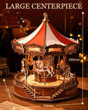 3D Wooden Carousel Music Box - DIY Rotating Model Kit with LED Lights & Classical Music