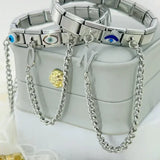 Pulsera unisex de acero inoxidable con dijes de animales: pulsera clásica y moderna con cierre de anilla de resorte