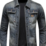 Men’s Casual Loose-Fit Denim Jacket with Zipper Closure – Stylish Outerwear for Spring & Autumn