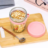 Leakproof Glass Oatmeal & Yogurt Cup with Spoon – 300ML Portable Breakfast Jar