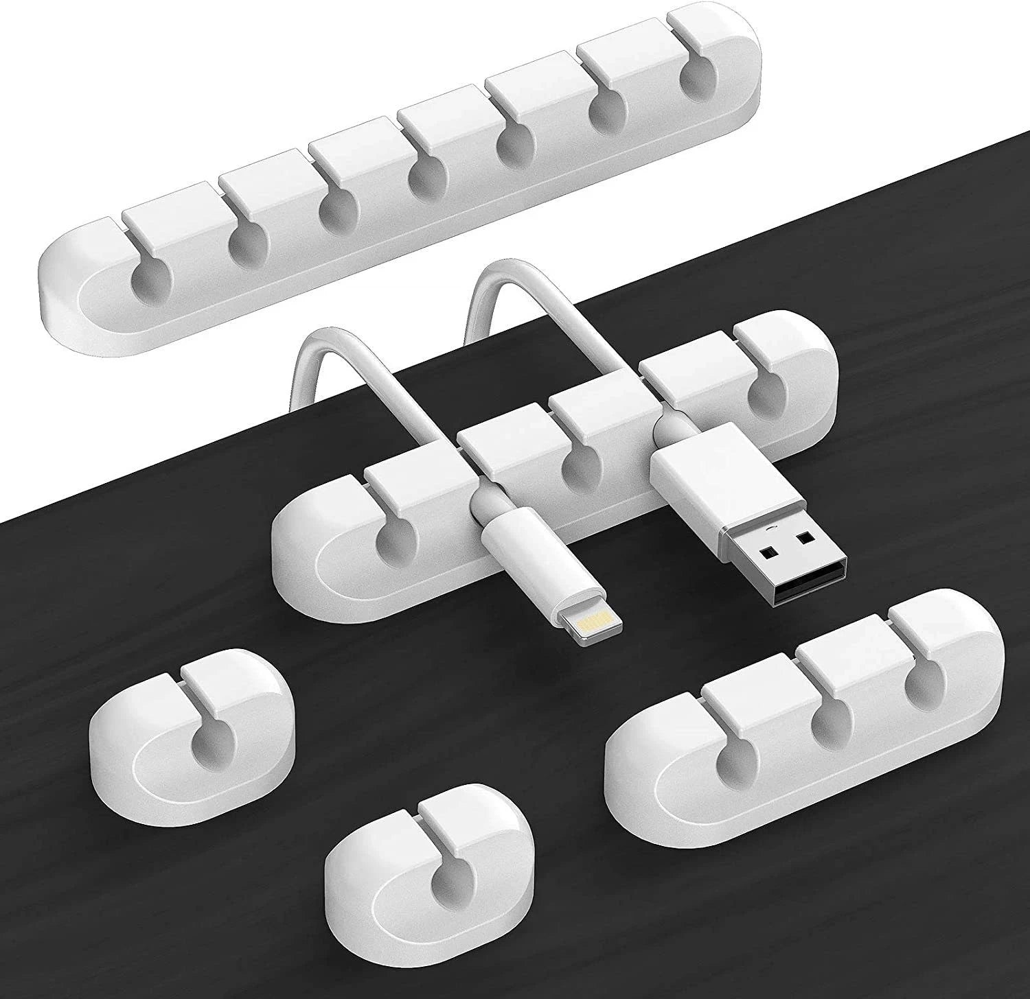 Organizador de cables de silicona, clips autoadhesivos para gestión de cables para mouse, teclado, auriculares y cables USB