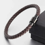 Men's Geometric Leather Bracelet with Zinc Alloy Magnet Clasp – Hiphop/Rock Fashion Accessory