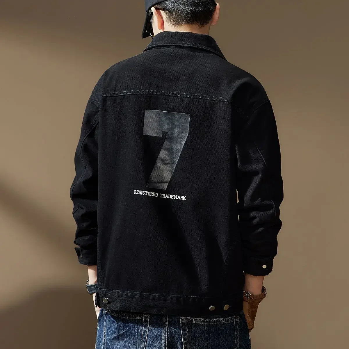 Men's Safari Style Denim Jacket – Single-Breasted, Regular Fit for Spring & Autumn