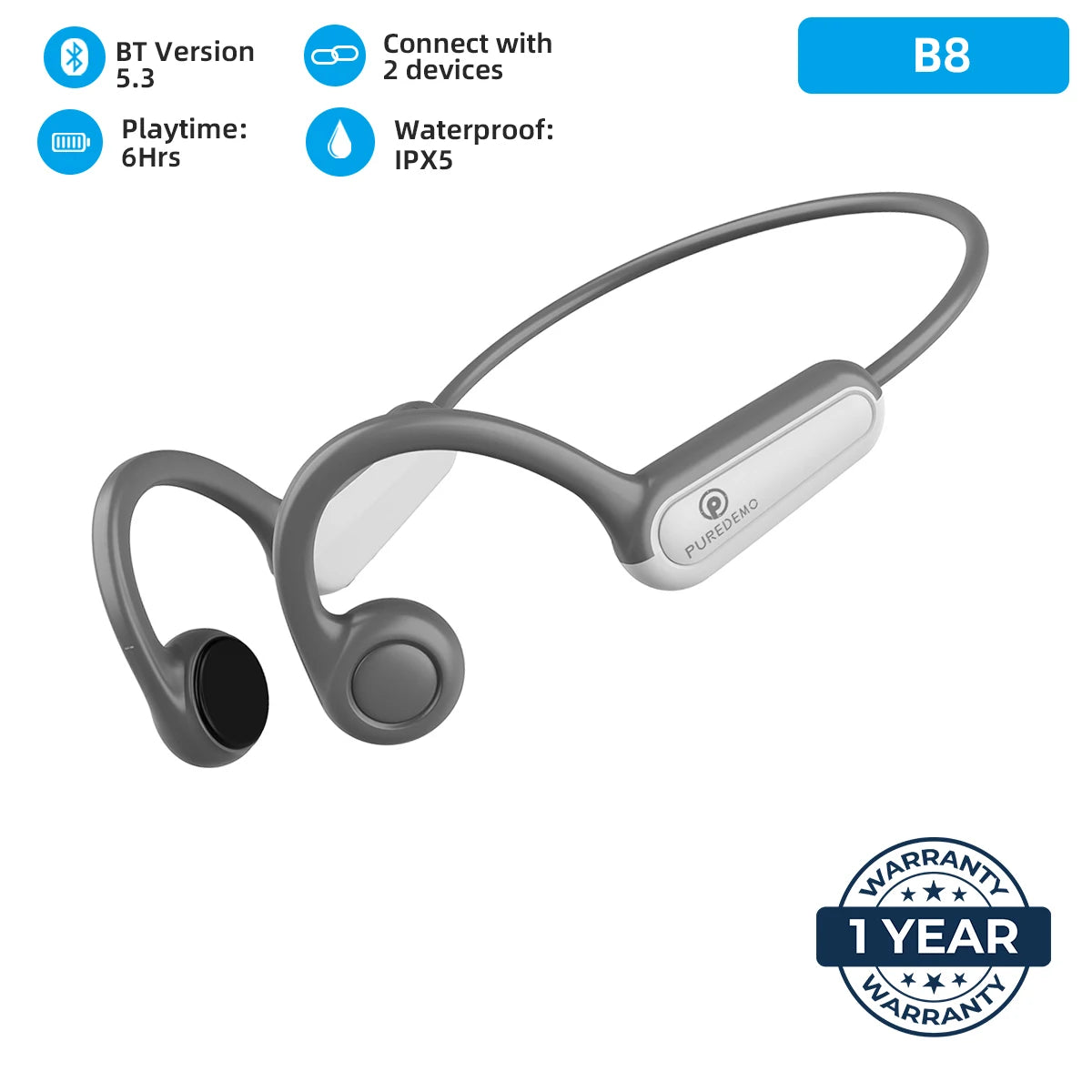Bone Conduction Bluetooth Headphones – Open Ear, Sweatproof & Wireless