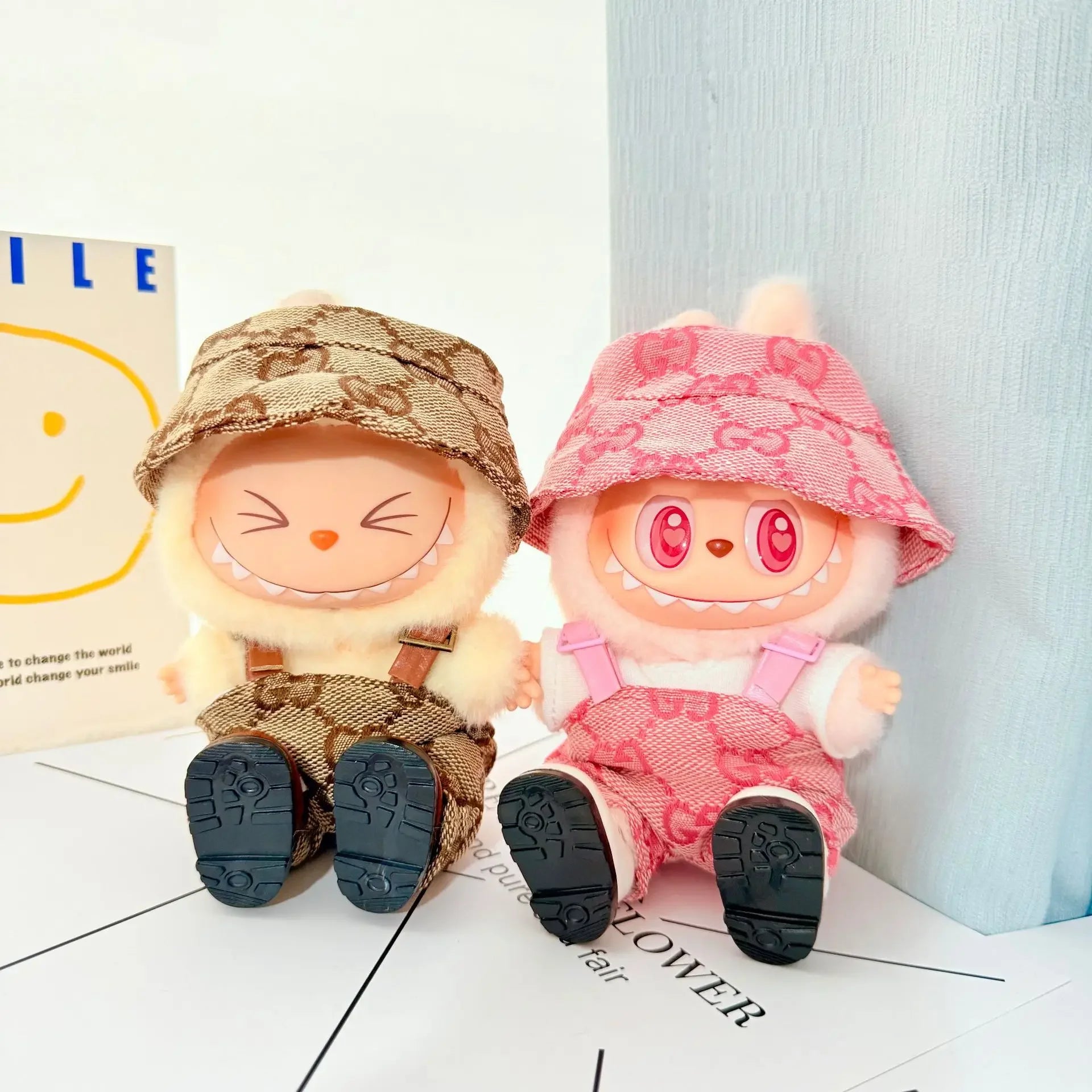 Labubu Doll Clothes – Fashion Overalls Outfit for 15cm/17cm Plush Anime Dolls (Fits V1 & V2 Models)