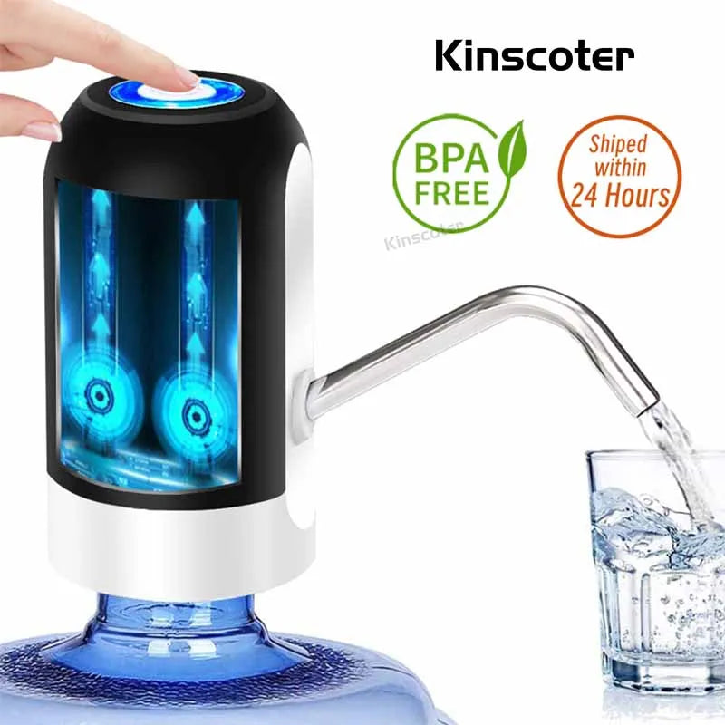 Bomba de agua potable automática portátil con interruptor y carga USB Mini dispensador de agua eléctrico para botella universal de 5 galones