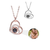 Custom Photo Projection Necklace - Personalized Heart Pendant with Picture Inside