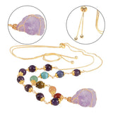 Natural Crystal Stone Pendant Necklace – Amethyst, Quartz & Aquamarine Healing Jewelry