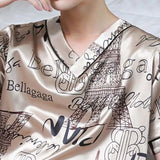 Men’s Lightweight V-Neck Pajama Set with Elastic Waist – Summer Loungewear