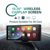 10.26" Touchscreen Car Multimedia Player with Wireless CarPlay, Android Auto, GPS & Dual Dash Cam