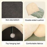 Cotton Pet Lounger Cushion - Warm Cat Bed with Removable Mat & Pompom Decor