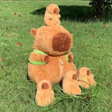 Capybara Family Plush Set - Mom & 4 Baby Stuffed Animals with Turtle Backpack