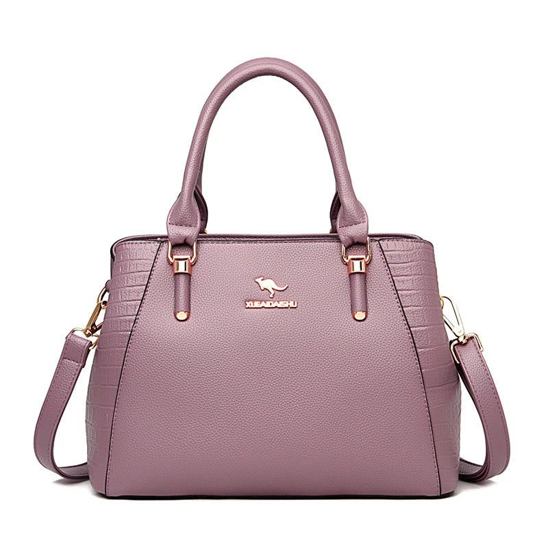 Vintage Leather Bucket Bag for Women – Soft Genuine Leather Handbag with Multiple Pockets
