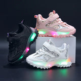Unisex LED Light-Up Sneakers for Kids – Hook & Loop Spring Shoes (Ages 4–6)