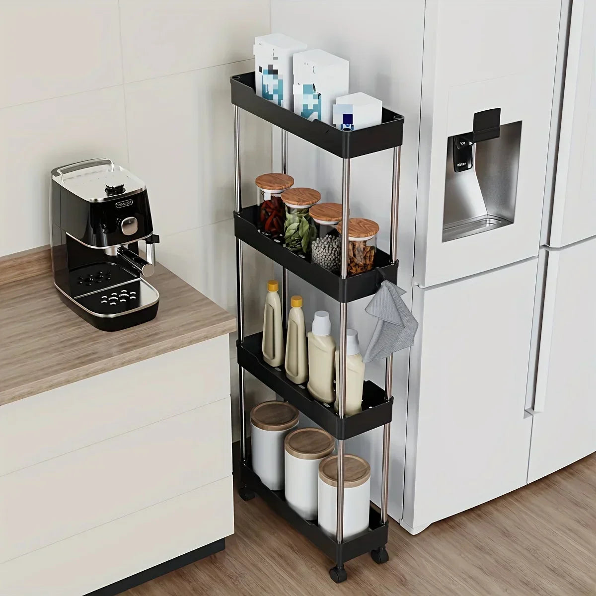 Rolling Bathroom Storage Rack – Multi-Layer Utility Cart with Wheels