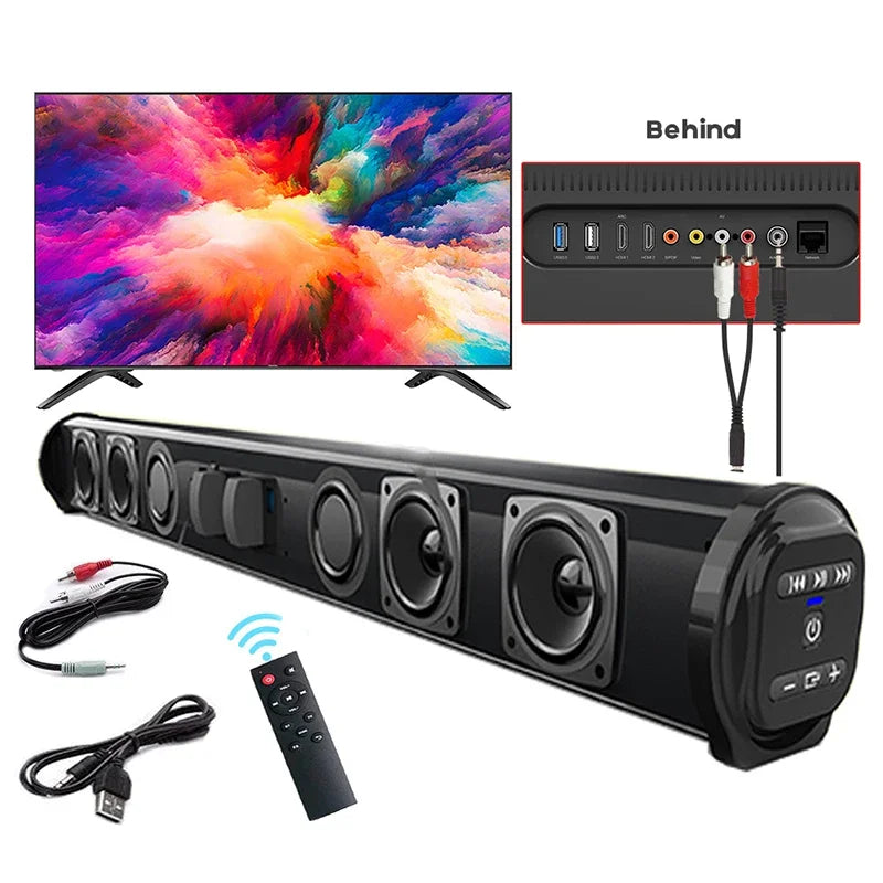 Powerful Bluetooth Soundbar with Subwoofer – Wireless TV Speaker, FM Radio, 3D Surround Sound