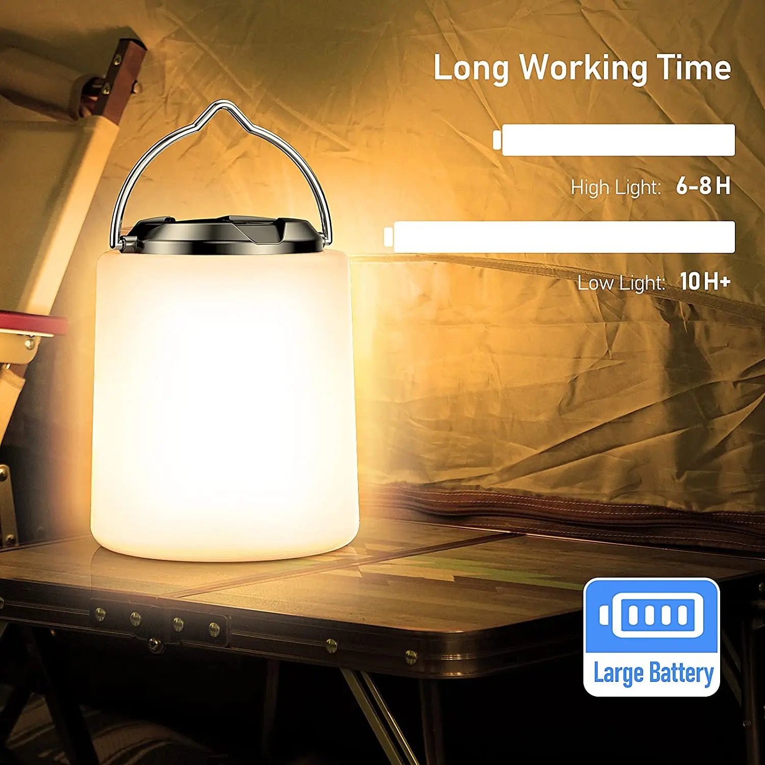 Lámpara de camping portátil con carga USB: linterna LED resistente al agua con 3 modos de luz