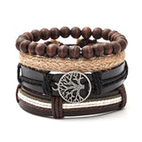 Pulsera clásica de cuero con dijes para hombre: diseño elegante y duradero