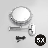 Wall-Mounted LED Makeup Mirror with Magnification and Dual-Sided Swivel