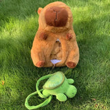 Capybara Family Plush Set - Mom & 4 Baby Stuffed Animals with Turtle Backpack