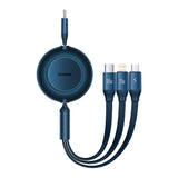 Retractable 3-in-1 Fast Charging Cable – 100W High-Speed USB-C, Lightning, Micro USB