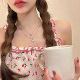 Collar con colgante de doble mariposa: elegante cadena de clavícula en capas para mujer
