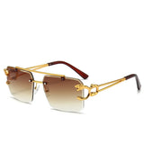 Gafas de sol cuadradas de lujo sin montura: moda de diseño vintage para hombres y mujeres