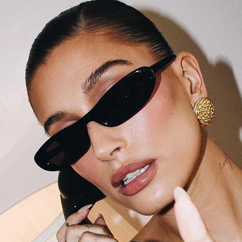 Gafas de sol ovaladas con montura pequeña para mujer: gafas de sol con espejo de diseño vintage