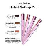 4-in-1 Waterproof Makeup Pencil - Eyeliner, Lip Liner & Eyebrow Pencil All-in-One