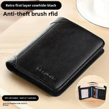Genuine Leather Anti-Theft Wallet – Multifunctional Trifold Wallet for Men and Women