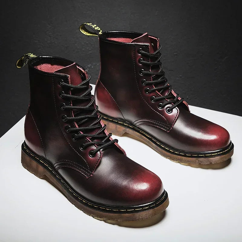 Men's & Women's Genuine Leather Motorcycle Boots – Waterproof, Anti-Slip Ankle Boots for All Seasons