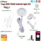 DC12V Tuya WiFi RGB LED Under Cabinet Light – Dimmable Puck Lights for Smart Home Decor