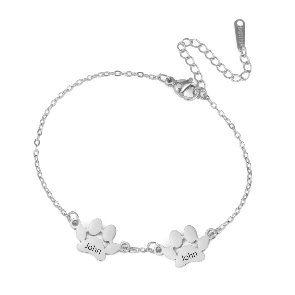 Personalized Paw Charm Bracelet - Custom Name Stainless Steel Pet Jewelry for Women