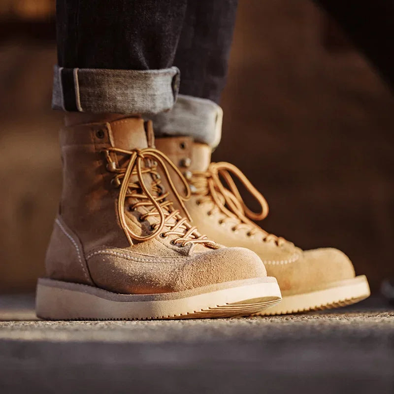 Men's Suede Leather Ankle Boots – Vintage Winter Combat Shoes with Anti-Slip Sole