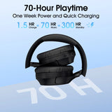 Wireless Over-Ear Headphones with 70H Playback - Bluetooth 5.3, HiFi Stereo & Bass Mode