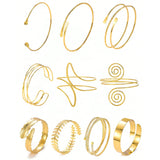 Adjustable Geometric Gold Arm Cuff Bracelet for Women