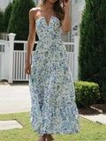 Bohemian V-Neck Sleeveless Midi Dress for Women - Spring Summer A-Line