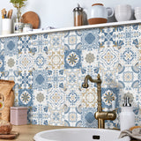 Juego de 24 pegatinas de azulejos de colores claros para pared, papel tapiz para renovación del hogar, cocina, baño, impermeables, autoadhesivas