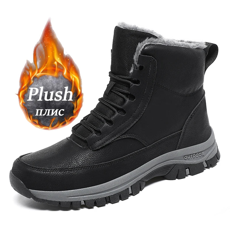 Men's Waterproof Winter Boots - Warm Ankle Snow Boots with Non-Slip Sole
