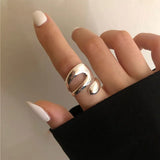 Minimalist Silver Geometric Ring – Elegant Hollow Design for Women