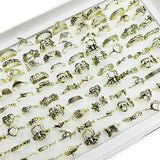 30-Piece Mixed Style Silver & Gold Alloy Rings Set for Women – Fashion Statement Rings with Animal, Floral, and Edgy Designs