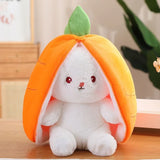25cm Strawberry Carrot Bunny Plush Toy - Transformable Cuddly Rabbit Doll for Kids
