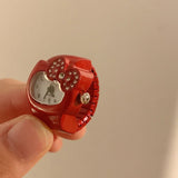 Hello Kitty Watch Ring - Cute Rhinestone Clock Jewelry for Girls