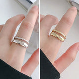 Trendy Geometric Cubic Zirconia Wedding Band – Elegant Copper Ring for Women