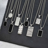 Stainless Steel Military Dog Tag Necklace for Men – Black & Silver with Box Chain