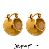 Pendientes de aro de acero inoxidable de moda: elegantes joyas bañadas en oro para mujer